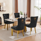 Mid-Century Modern Chairs with Lion Head Pull Ring,High-end Tufted Solid Wood Contemporary Velvet Upholstered Dining Chair with Golden Wooden Legs Nailhead Trim 2-Pcs Set,Black,SW1201BK - Grand Goldman Shop