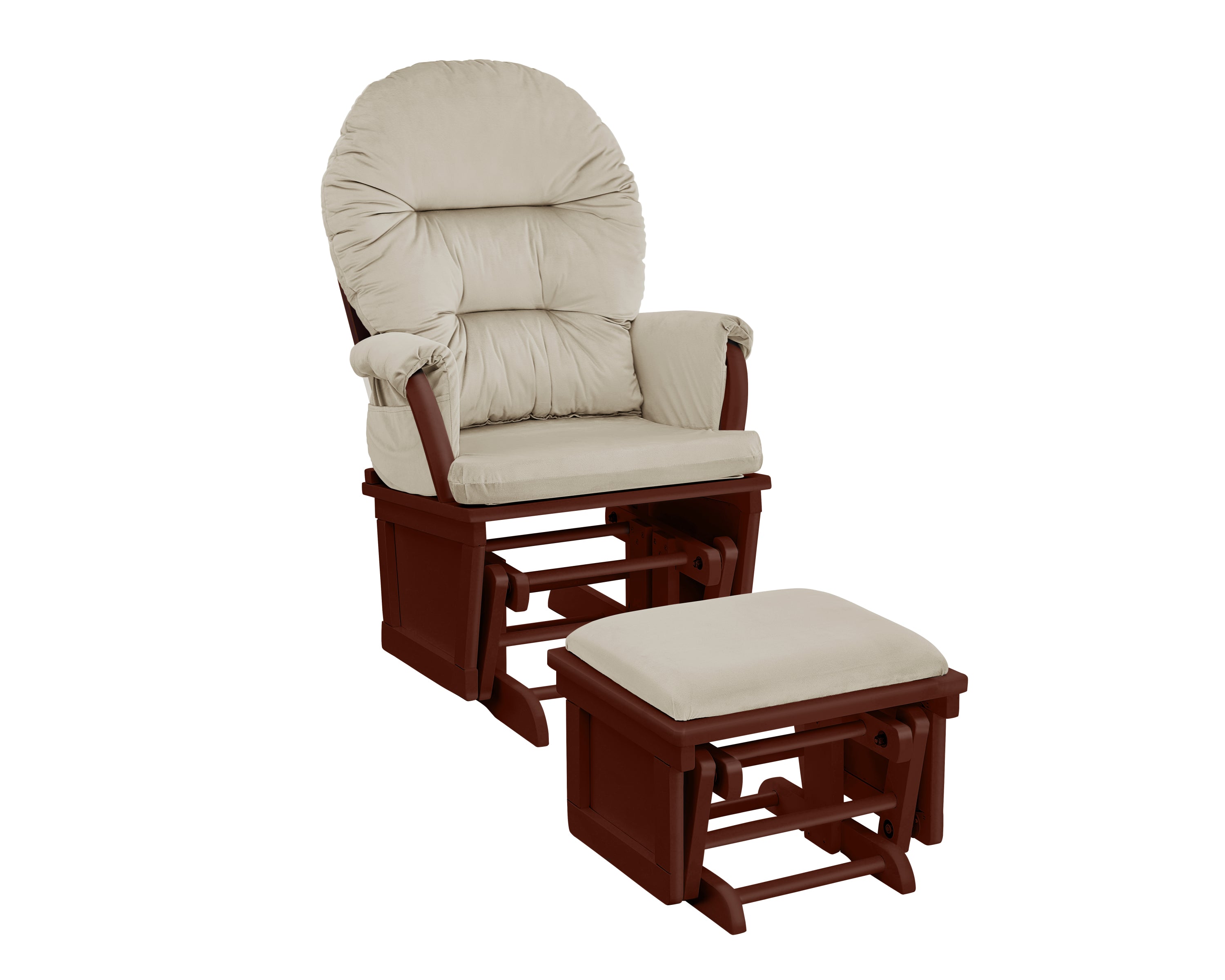 Madison Glider and Ottoman Espresso Wood and Beige Fabric | Premium Home Decor - Grand Goldman
