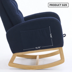 LY-5104 Accent Rocking Chair with Footrest & Storage Pocket, Deep Navy Blue High-Back Rocker, Rubber Wood Lounge Chair for Nursery Living Room, 38.36'W x 26.77'D x 39.76'H - Grand Goldman Shop