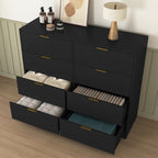 8 Drawers Dresser for Bedroom, Wood Bedroom Dresser Modern Drawer Chest, 8 Chest of Drawer, Tall Dresser for Closet, Dressers Organizer for Living Room, Closet, Hallway Black - Grand Goldman Shop