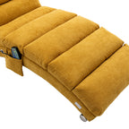 Ergonomic Linen Massage Chaise Lounge with Remote Control, Mustard Color, 5 Modes for Office, Living Room, Bedroom - Grand Goldman Shop