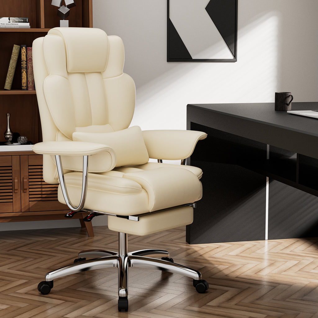 Office Chair, Big and Tall Executive Office Chair with Footrest, Leather Computer Chair, Ergonomic Reclining Chair High Back 