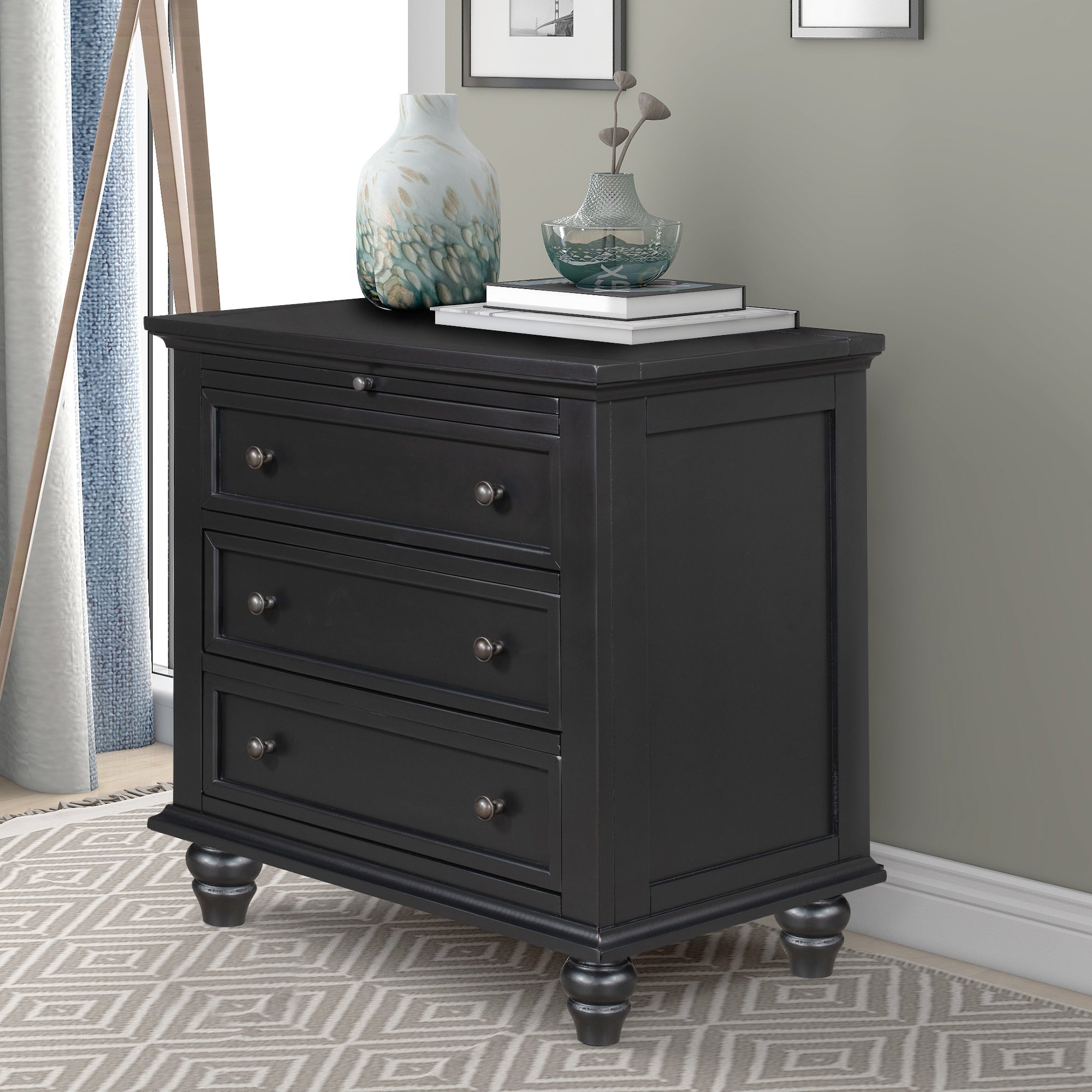 U_STYLE 27.6'' Painted Nightstand with pull-out tray, Fashion Bedside Cabinet with 3 Drawers, Minimalist Sofa Side Table with rubber legs and Metal handle for Bedroom Sofa Couch Office - Grand Goldman Shop