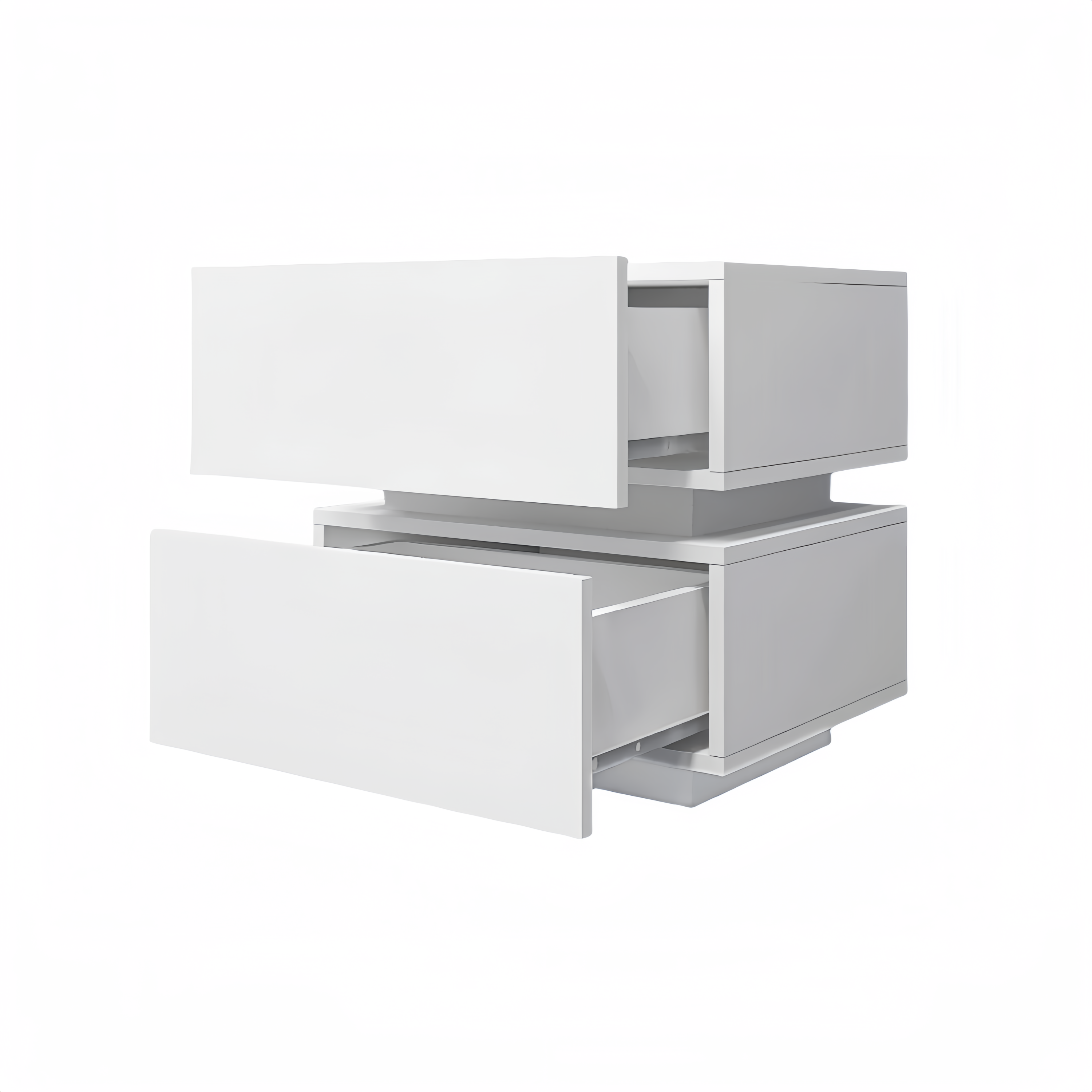 White Color High Glossy 2 Drawers Bedside Table with RGB Led Light Nightstand with Bluetooth Control - Grand Goldman Shop