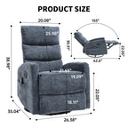 Heat Massage Manual Recliner Chair with Rocker and Swivel in Fabric for Living Room, Blue - Grand Goldman Shop