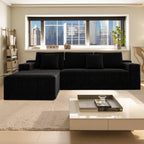 104.3*68.9'Modular sectional sofa seat,Upholstered compressed couch for living room,Bedroom,Apartment,No assembly required,2PC free combination,Plush corduroy fabric,BLACK - Grand Goldman Shop