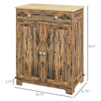HOMCOM Sideboard with Solid Wood Countertop, Modern Kitchen Storage Cabinet, Coffee Bar Cabinet with 2 Drawers, Doors and Adj