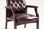 Leather Reception Guest Chairs  W/Padded Seat and Arms Ergonomic Mid-Back Office Executive Side Chair for Meeting Waiting Roo