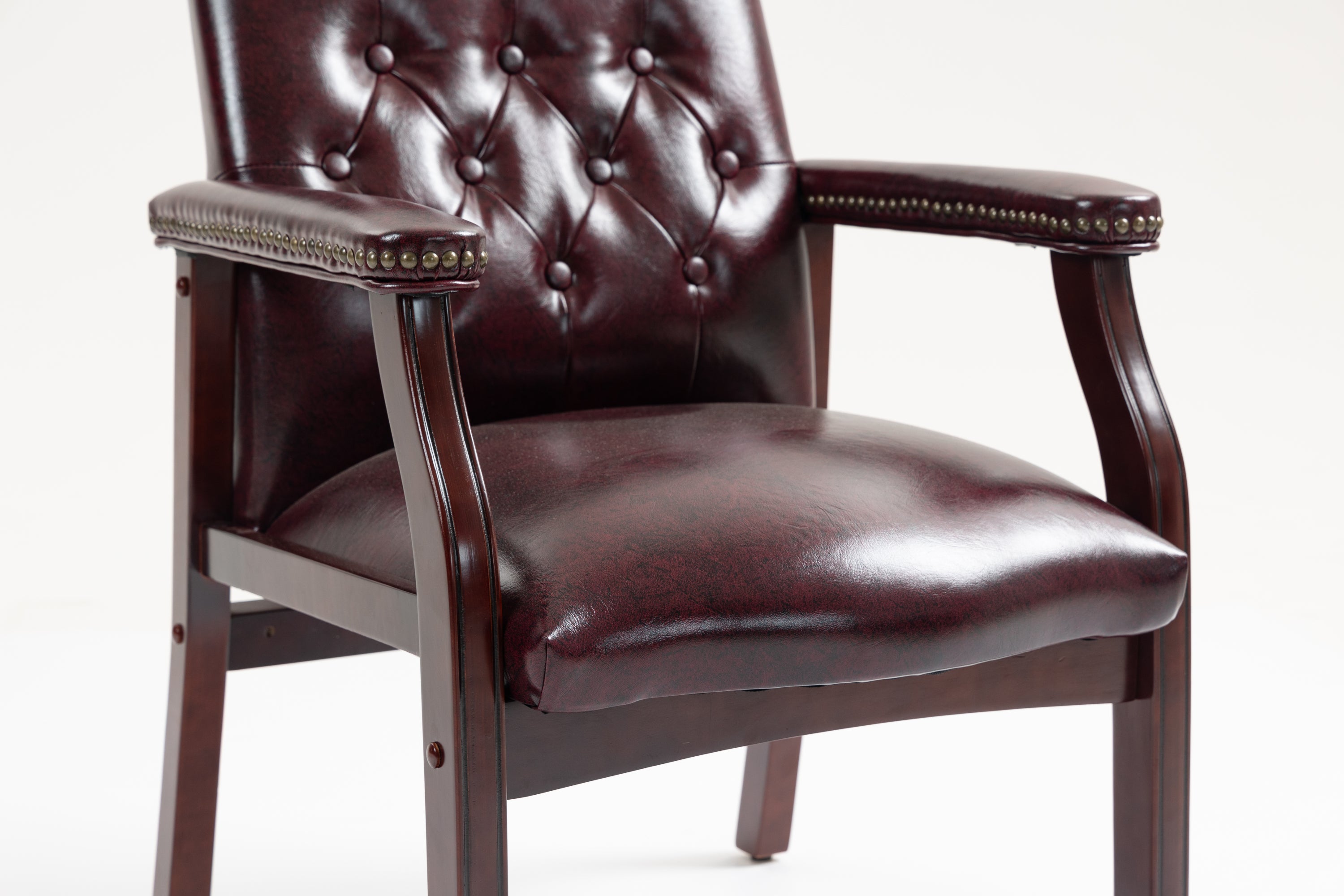Leather Reception Guest Chairs  W/Padded Seat and Arms Ergonomic Mid-Back Office Executive Side Chair for Meeting Waiting Roo