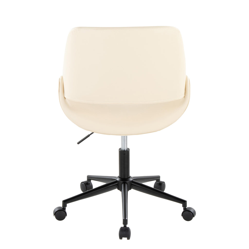 Contemporary Office Chair in Black Metal and Cream Faux Leather - Grand Goldman