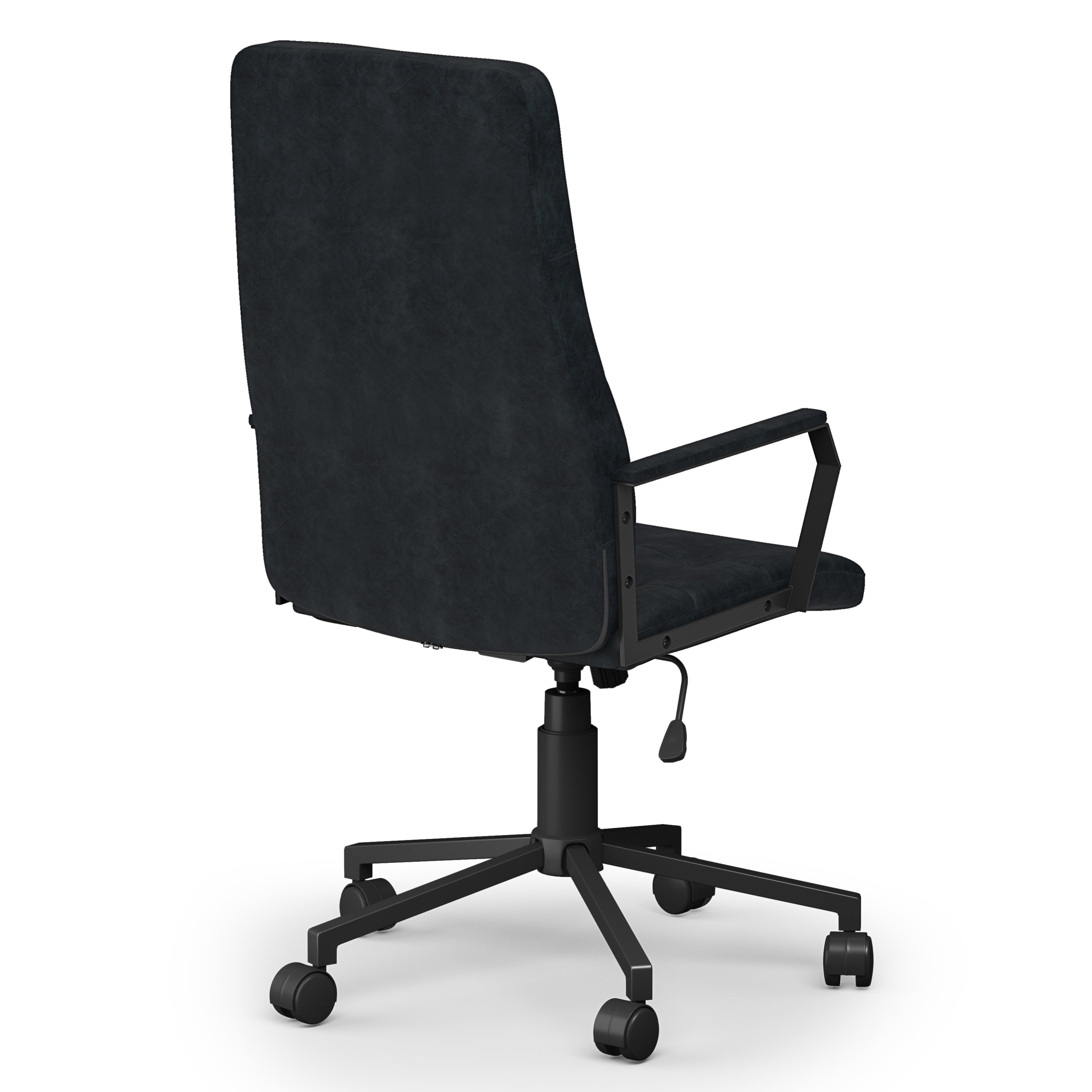 Foley Swivel Office Chair in Distressed Blue Faux Leather with Adjustable Height and 360-Degree Swivel - Grand Goldman