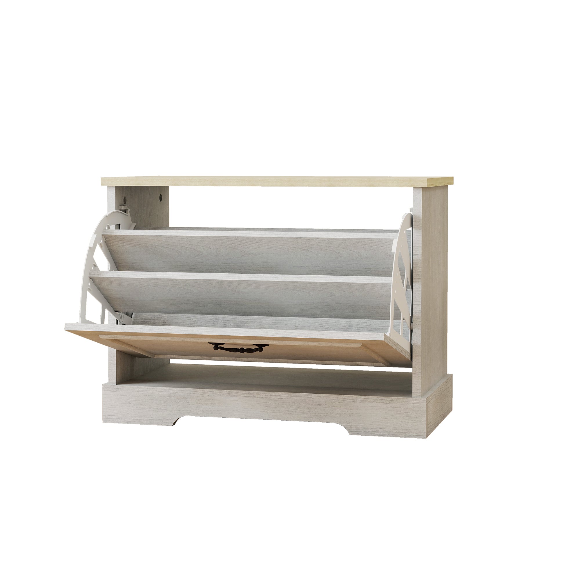 Shoe Storage Bench with 1 Flip Drawer and Adjustable Shelf, Small Shoe Cabinet  for Entryway, Hallway, Bedroom-Antique White - Grand Goldman Shop