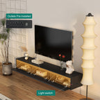 Floating TV Stand, Wall Mounted TV Shelf with Led Lights & Power OutletTV Cabinet for Black tv Stands for Living Room - Grand Goldman Shop