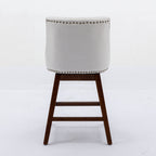 Ivory Upholstered Counter Height Swivel Barstools Set of 2, 26'' H Seat, Fabric and Rubber Wood - Grand Goldman Shop