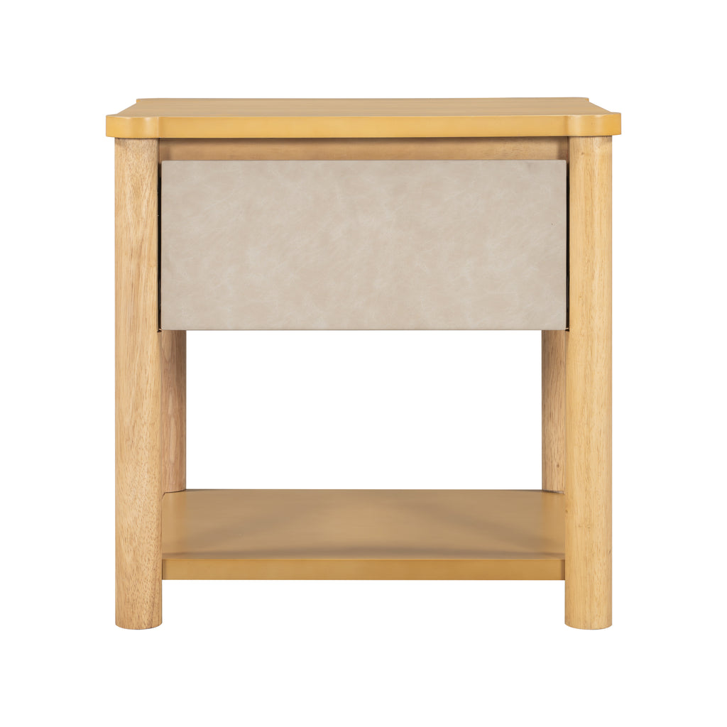 Modern King Bed Frame Set with 2 Nightstands, Beige Wood Platform Bed with Headboard and Matching Bedside Tables for Bedroom - Grand Goldman Shop