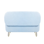 Blue Storage Ottoman Bench for End of Bed Gold Legs, Modern Grey Faux Fur Entryway Bench Upholstered Padded with Storage for Living Room Bedroom - Grand Goldman Shop