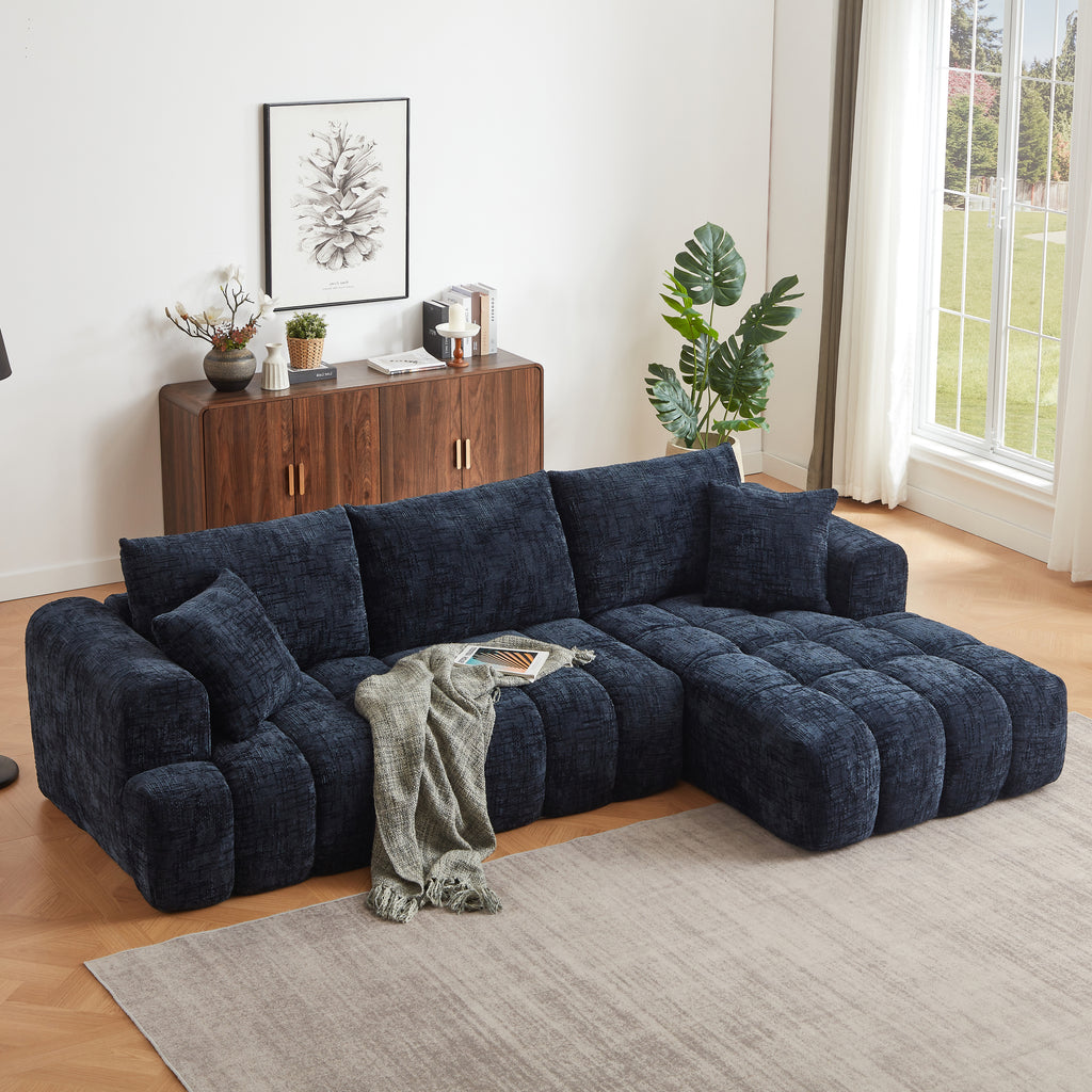 Chenille L-Shape Luxury Sectional Oversized Sofa,Mnimalist Design,Comfy Sleeper Couch for Living Room,Apartment&Reception Spaces,No Assembly Required - Grand Goldman Shop