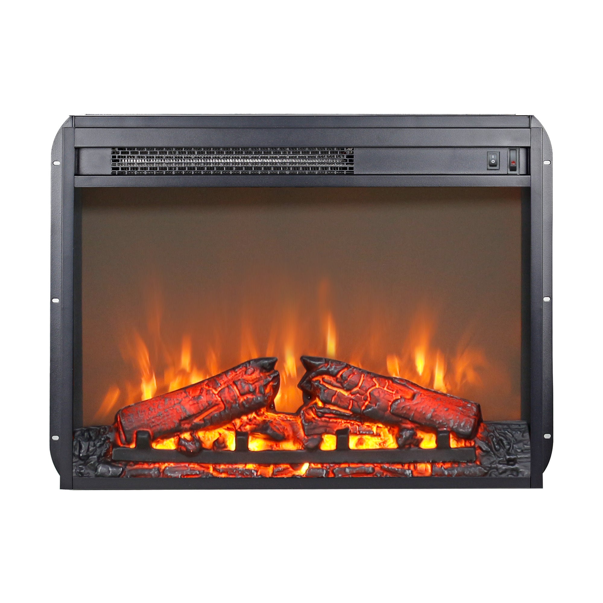 23 inch electric fireplace insert heater with log set & realistic flame, overheating protection without control - Grand Goldman Shop