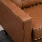 HOMCOM 51' Wide Loveseat with Armrest, 2-Seater Tufted PU Leather Double Sofa, Brown - Grand Goldman Shop