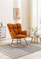 050-Teddy Fabric Rocking Gilder Nursery Chair For Living Room Indoor,Caramel - Grand Goldman Shop