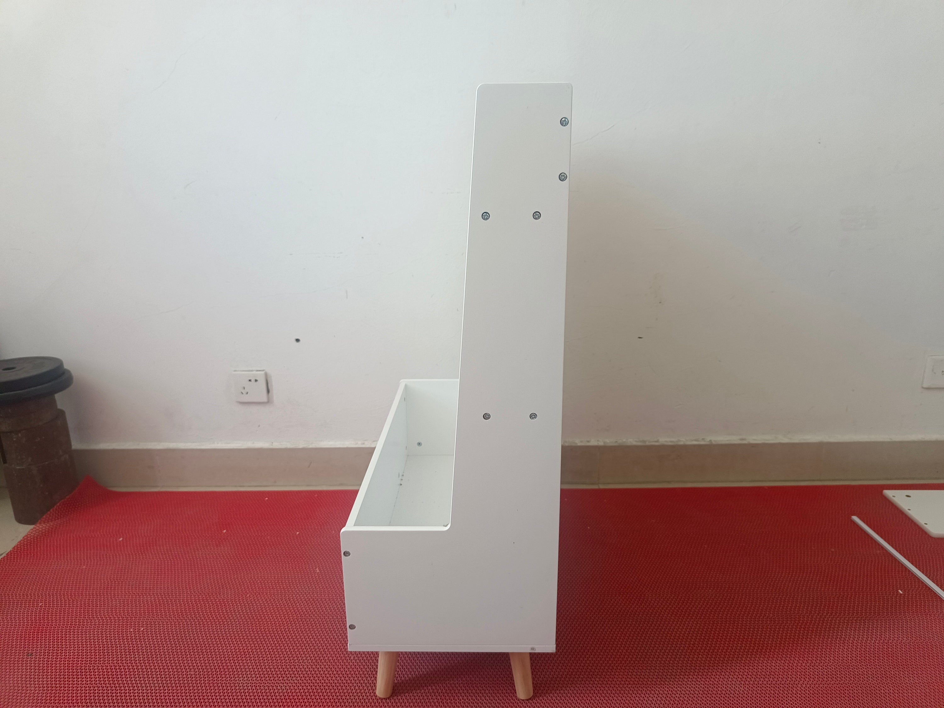 Kids Bookshelf White MDF and Pine Legs Book Organizer with Toy Storage, 26.77 x 12.60 x 36.61 inches - Grand Goldman