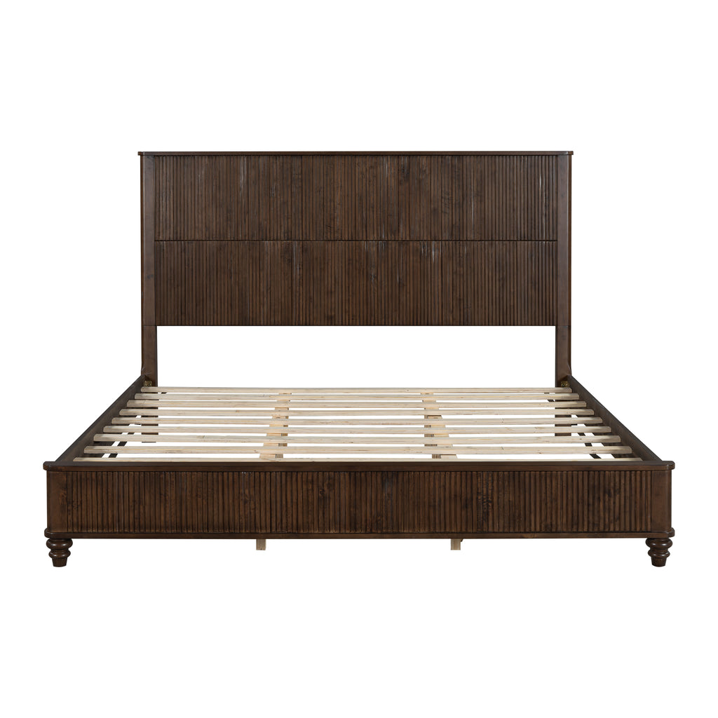 3-Piece Bedroom Set with King Bed and 2 Nightstands, Walnut Brown - Grand Goldman Shop