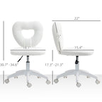 Office Task Chair, Heart Chair with Swivel Wheels, White | Premium Home Decor - Grand Goldman