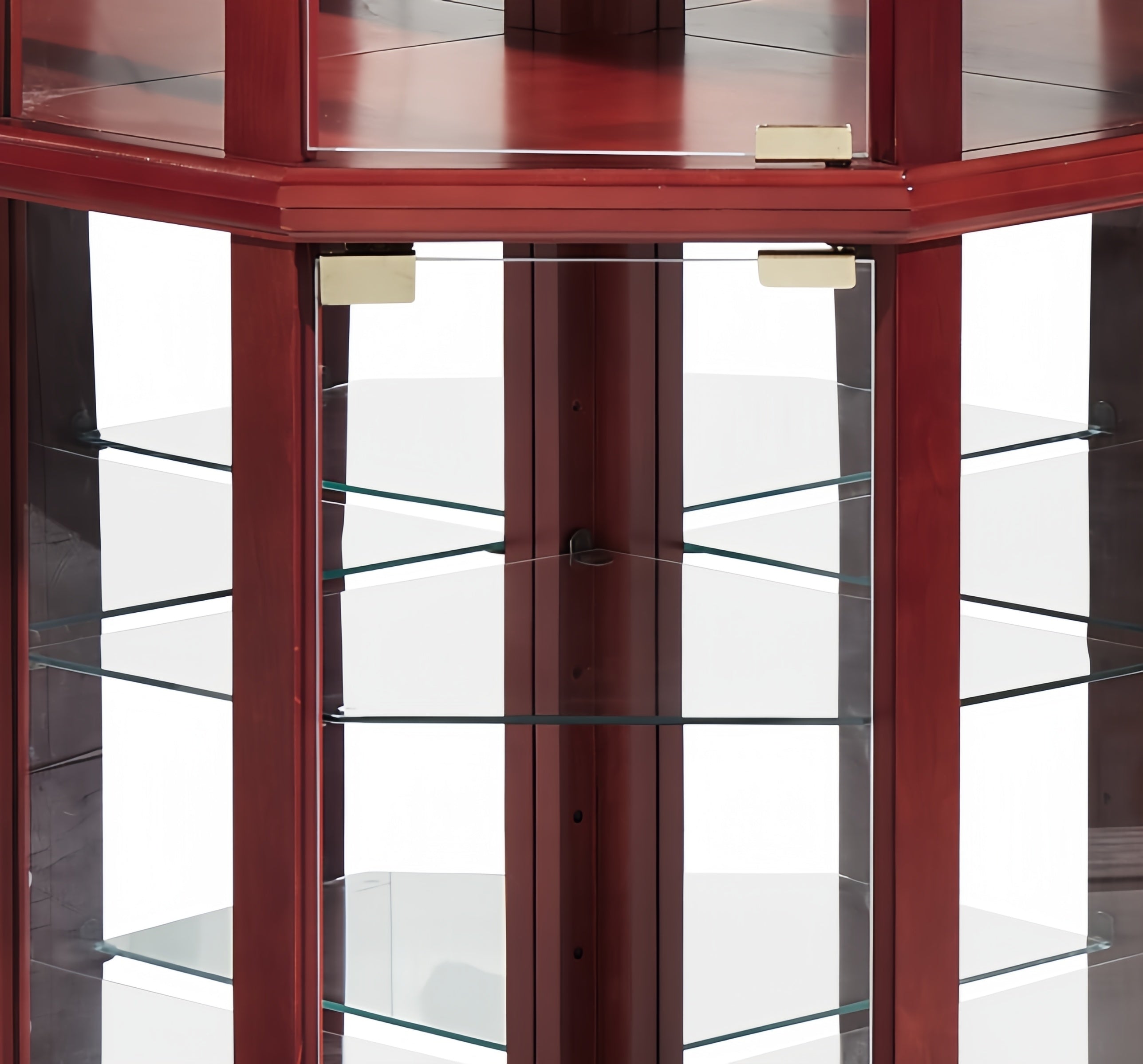Glass Cabinet Lighted Corner Cabinet Corner Display Curio Cabinet, Glass Display With Light(Included)Bar Cabinet,Wine Cabinet with Adjustable Glass Shelves Carved Decoration Cherry Light(Included) - Grand Goldman Shop