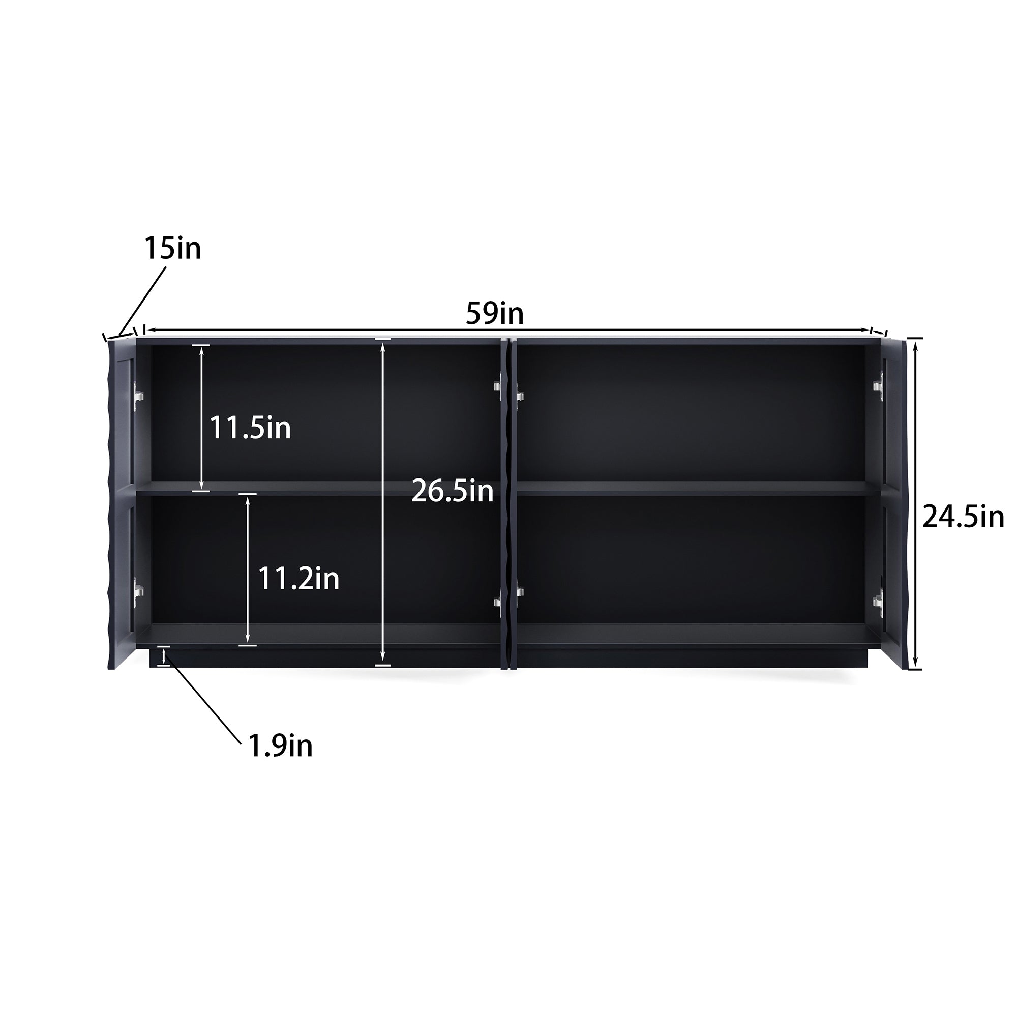 Buffet Cabinet with Storage ,4 Doors Modern Accent Storage Sideboard,Luxurious Floor Cabinet Buffet with Freestanding Anti Dumping for Kitchen, Living Room, 59' Wide Rectangular Sideboard (Navy Blue) - Grand Goldman Shop