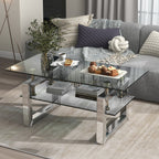 W 39.4' X D 19.7 ' X H 17.7' Transparent tempered glass coffee table, coffee table - Grand Goldman Shop