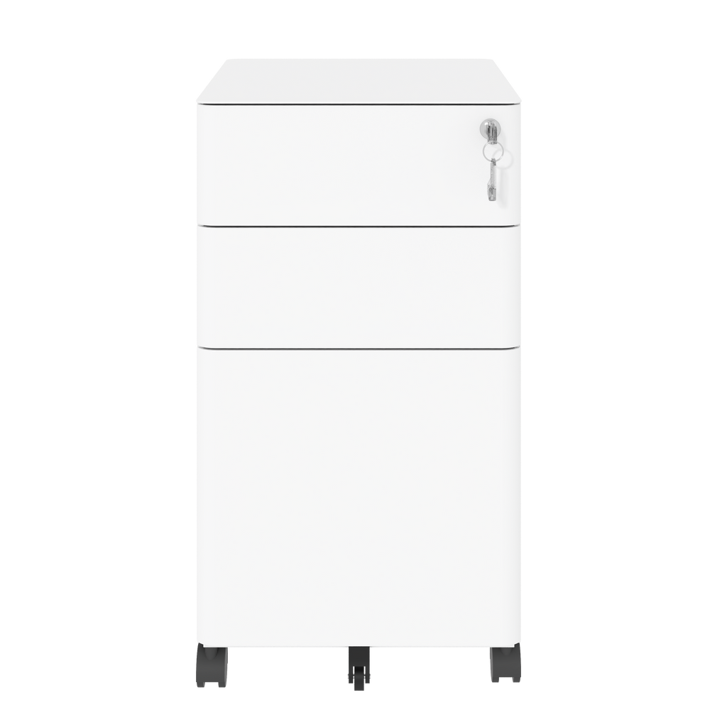 3-Drawer Mobile File Cabinet with Lock, All-Steel Metal Storage on Wheels, Two Shallow & One Deep Drawer for Office/Home, Ful