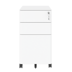 3-Drawer Mobile File Cabinet with Lock, All-Steel Metal Storage on Wheels, Two Shallow & One Deep Drawer for Office/Home, Ful