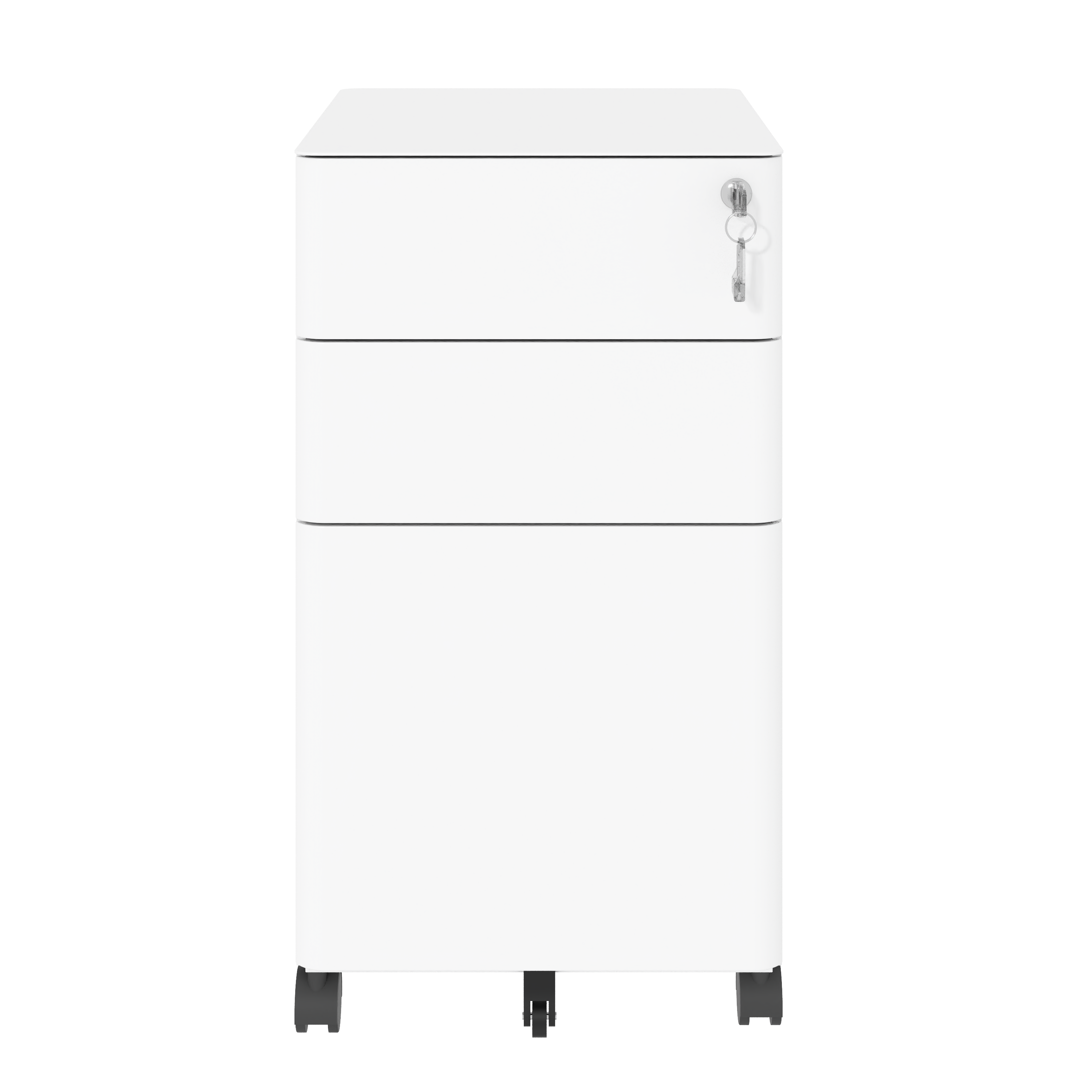 3-Drawer Mobile File Cabinet with Lock, All-Steel Metal Storage on Wheels, Two Shallow & One Deep Drawer for Office/Home, Ful