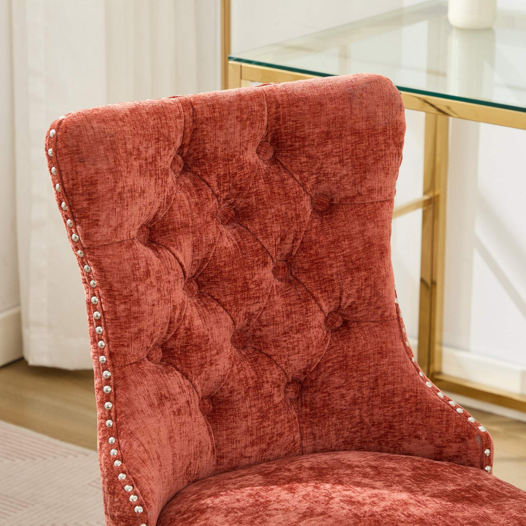 A&A Furniture Office Chair,Modern Chenille Upholstered Tufted Button Home Office Chair with Chrome Metal Base,Adjustable Desk