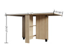 DFW Folding Dining Table, Versatile Dinner Table with 2 Wheels and 2 Storage Racks, Space Saving Dining Room Table, Folding Kitchen Table, Pear Wood Color - Grand Goldman Shop