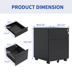 YOSEZON   2 Drawer Mobile File Cabinet with Lock Steel File Cabinet for Legal/Letter/A4/F4 Size, Fully Assembled except for W