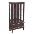 Curio Cabinet Lighted Glass Cabinet Glass Wine Cabinet Curio Display Cabinet with Adjustable Glass Shelves 2 Doors and 1 drawer Cabinet Sideboard With Bulb Included Dark Cherry - Grand Goldman Shop