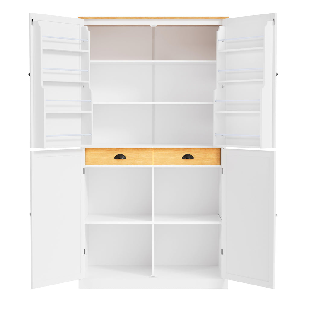 [Assembly Video Provided]TOPMAX 40.2x20x71.3inch High Freestanding Kitchen Pantry Large Cupboard Storage Cabinet with 2 Drawers, 2 Adjustable Shelves, 8 Door Shelves for Kitchen, Dining Room,White - Grand Goldman Shop