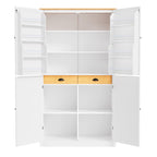 [Assembly Video Provided]TOPMAX 40.2x20x71.3inch High Freestanding Kitchen Pantry Large Cupboard Storage Cabinet with 2 Drawers, 2 Adjustable Shelves, 8 Door Shelves for Kitchen, Dining Room,White - Grand Goldman Shop