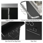 K&K 55.5' Outdoor Kitchen Island with Sink, Metal Grill Cart Table with 304 Stainless Steel Sink, Outdoor Bar Cart Sink Station with 4 Lockable Wheels for Pizza Prep & BBQ, L 55.5' x W 20' H 36.7' - Grand Goldman Shop