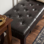 Linon Tufted Bench, Faux Leather, Espresso - Grand Goldman Shop