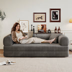78.8' Compression Sofa,Convertible Floor Sofa Bed-with Pillow Back Support Armrest,Comfy Futon Couch Sleeper Bed,Loveseats Boneless Modular Sectional Sofa,Corduroy fabric,for Living Room,Bedroom,Grey - Grand Goldman Shop