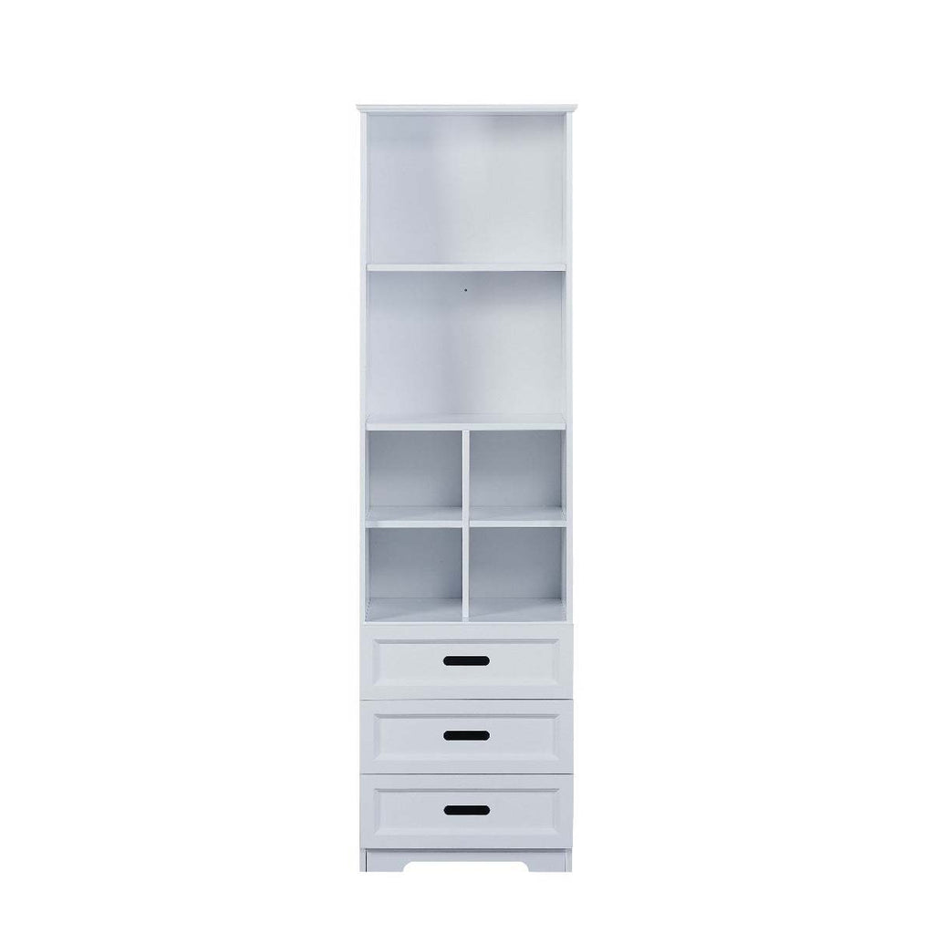 Kids Funnel White Bookcase Book Shelf Storage Unit with Book Display/Organizer Drawers - Classic White Color - Grand Goldman