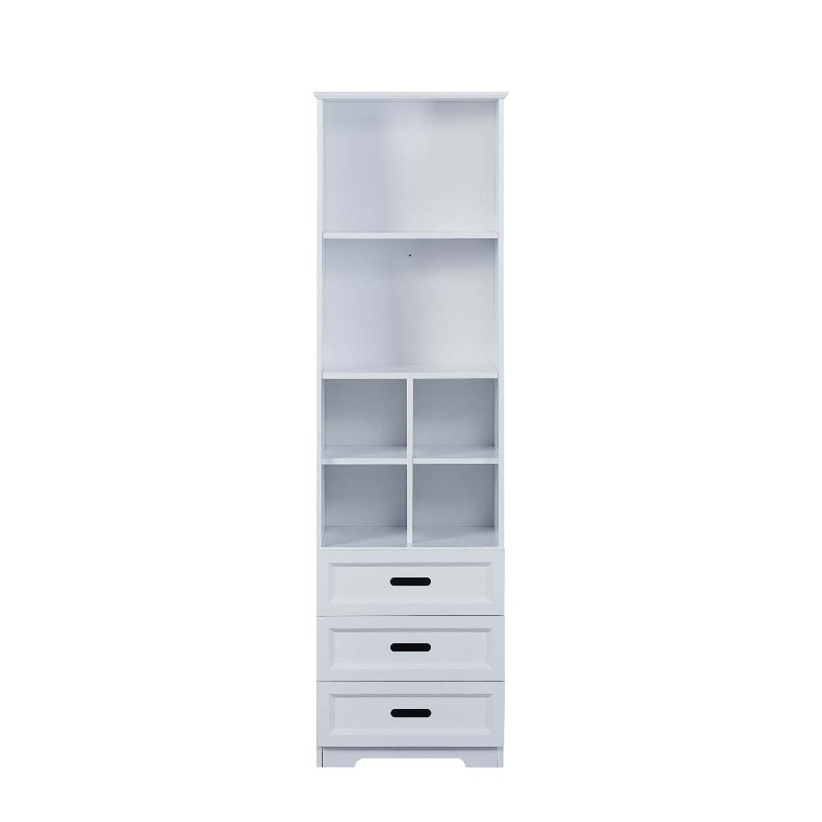 Kids Funnel White Bookcase Book Shelf Storage Unit with Book Display/Organizer Drawers - Classic White Color - Grand Goldman