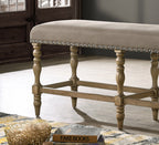 Birmingham Microfiber Upholstered Counter Height Bench with Nail Head Trim in Driftwood Finish - Grand Goldman Shop