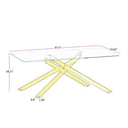 47.2' Rectangular Clear Tempered Glass Coffee Table,Stylish Design with Golden Metal Legs, Coffee Table for Living Room - Grand Goldman Shop