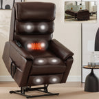 Brown Leatheraire Dual Motor Infinite Position Up to 350 LBS Power Lift Recliner Chair with Power-Remote, Heat Massage and Heavy Duty Motion Mechanism - Grand Goldman Shop