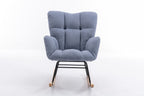 050-Teddy Fabric Rocking Gilder Nursery Chair For Living Room Indoor,Light Blue - Grand Goldman Shop