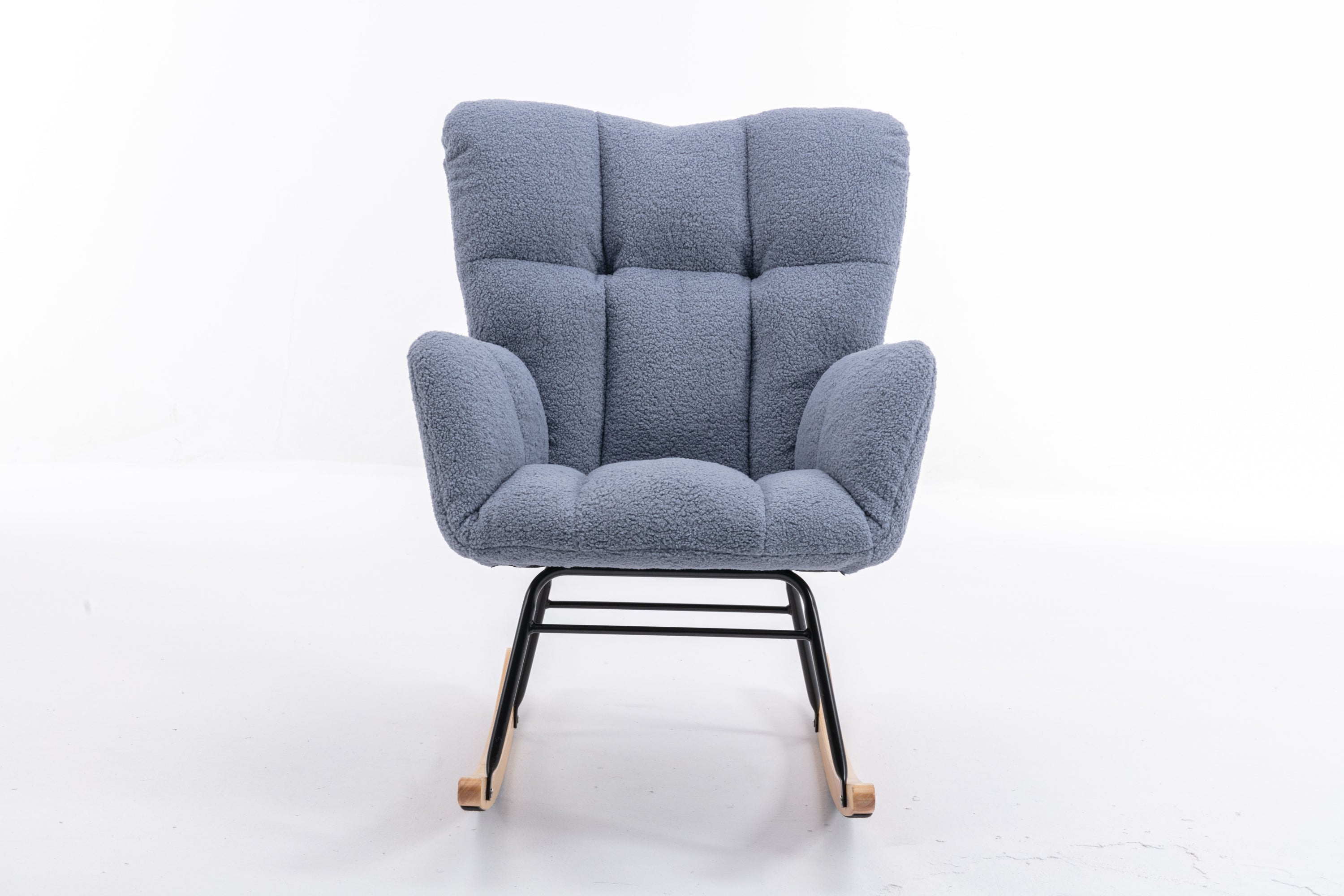 050-Teddy Fabric Rocking Gilder Nursery Chair For Living Room Indoor,Light Blue - Grand Goldman Shop