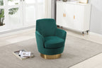 Velvet Swivel Barrel Chair, Swivel Accent Chairs Armchair for Living Room, Reading Chairs for Bedroom Comfy, Round Barrel Chairs with Gold Stainless Steel Base (Emerald) - Grand Goldman Shop